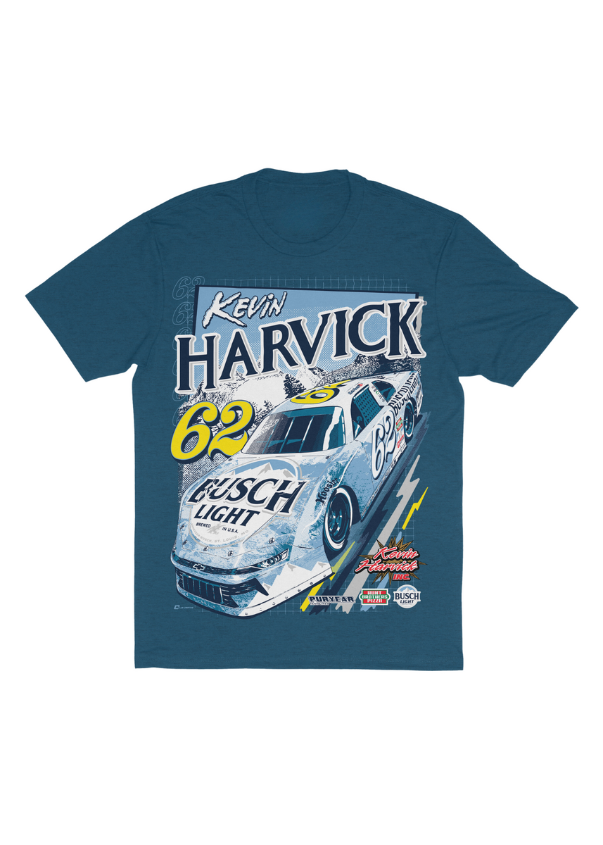 Kevin Harvick - 62 Busch Light Super Late Model Tee BLUE – happyseshop, image size:857x1200